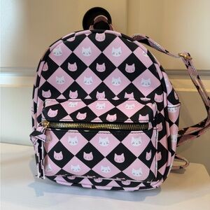 Under One Sky Pink and Black Cat Pattern Kids Backpack